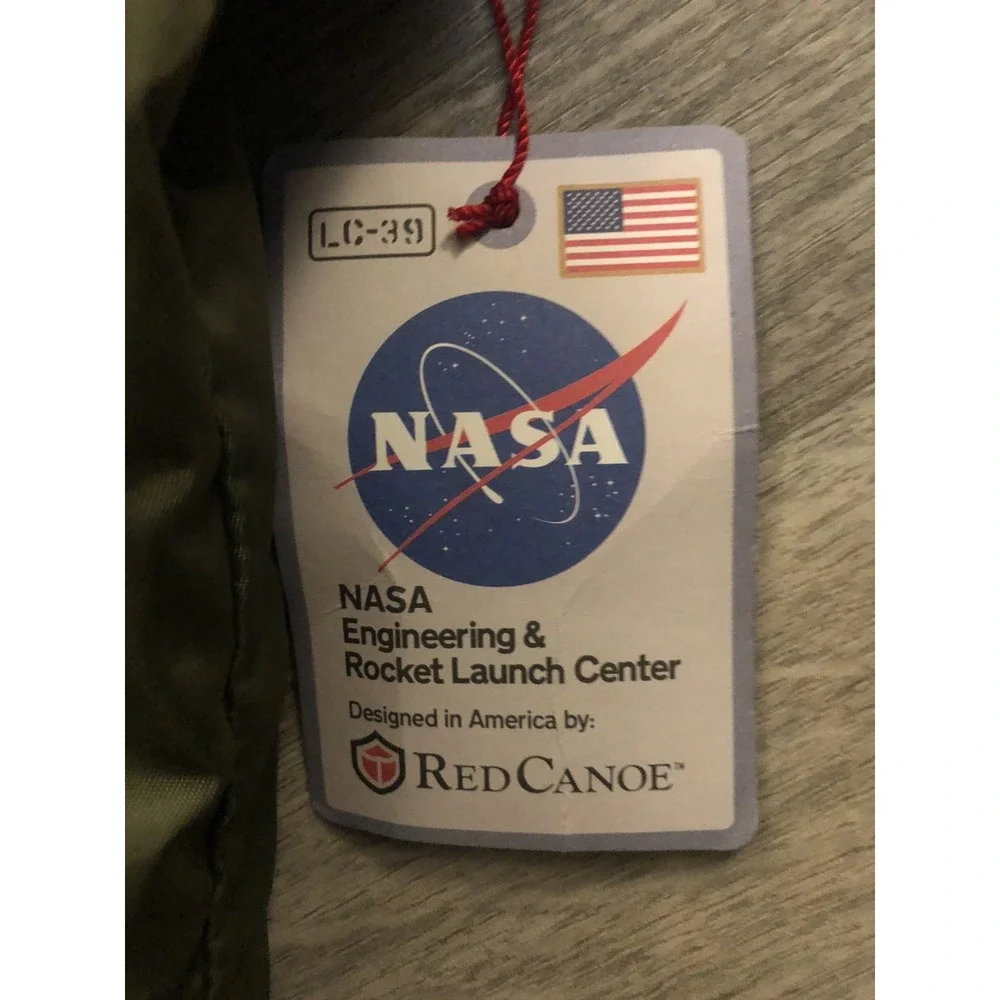 NASA Red Canoe Helmet Bag Patch Olive Green Unisex Large Tote Bag New W/Tags